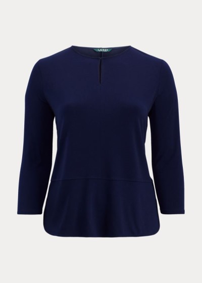 Ralph Lauren Keyhole Stretch Jersey Top Dame Danmark (PRQVX4351)